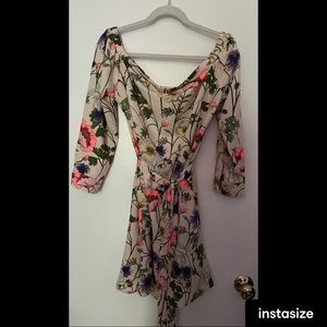 Express Floral Off the Shoulder Dress w/ Belt 💛🤍